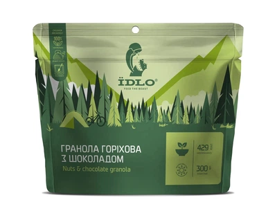 Сушені продукти ЇDLO Гранола горіхова з шоколадом