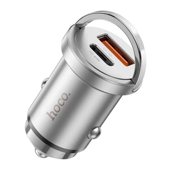 Зарядний автомобільний Hoco NZ10 (USB/Type-C/PD45W) Сріблястий