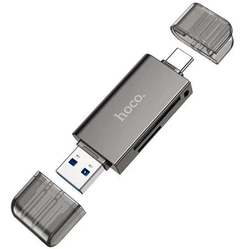HUB HOCO HB39 USB3.0/Type-C кардрідер Сірий
