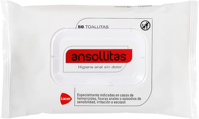 Kosmetyczne chusteczki nawilżane Lacer Ansollitas Anal Hygiene Wipes 50 stz (8470001562562)