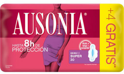 Прокладки Ausonia Sensitive Super With Wings Sanitary Towels 30 шт (8001090229144)
