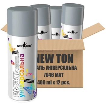 Эмаль универсальная New Ton УПАКОВКА 12 шт. x 400 мл Матовая RAL 7046 Серый