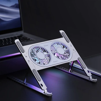 Портативная подставка для ноутбука/планшета з Ice Vibe Pad с охлаждением и подсветкой Aluminium alloys Grey (VA-P11F-GR)