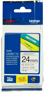 Лента Brother TZe-251 Laminated 24 мм 8 м Black/White – фото
