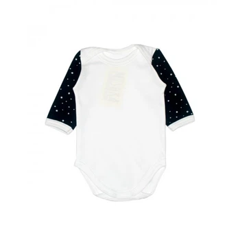 Бодик белый с черными рукавами в маленькую звезду Little stars MISHKA 1434 Размер 80