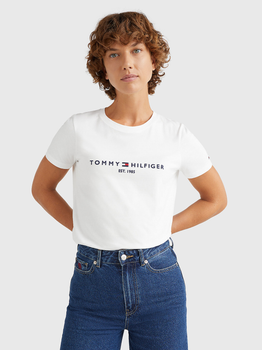 Koszulka damska bawełniana Tommy Hilfiger WW0WW31999-YBR L Biała (8720114744400)