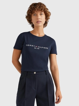 Koszulka damska bawełniana Tommy Hilfiger WW0WW31999-DW5 L Niebieska (8720114744561)