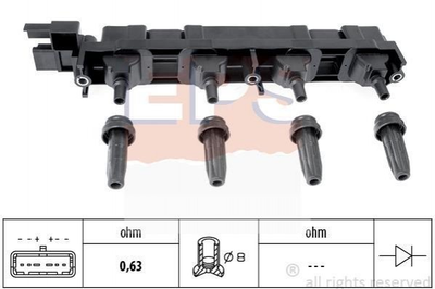 Катушка зажигания EPS 1970509 Citroen C8, C4; Peugeot 206, 307, 607, 406, 807, 407 597084, 5970A5, 9635172580