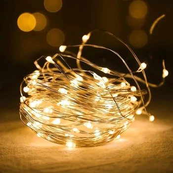Гирлянд 50 Led Copper на проволоке Капля росы от батареек+USB Теплый белый 5 м (50LEDRSLGRLND20) FG22
