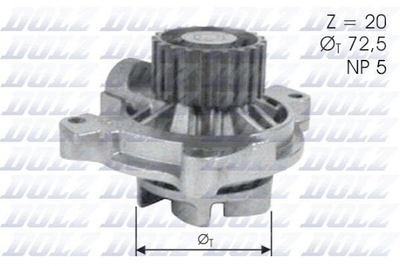 Водяний насос DOLZ A180 Audi 100 046121004D, 046121004DV, 046121004DX