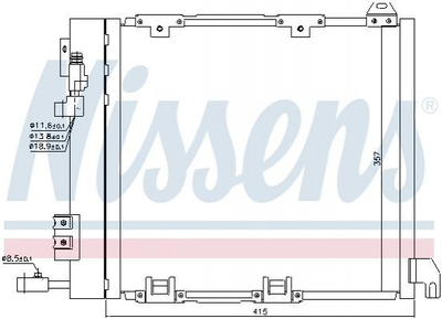 Радіатор кондиціонера NISSENS 94385 Opel Astra, Zafira 1850056, 1850058, 1850078