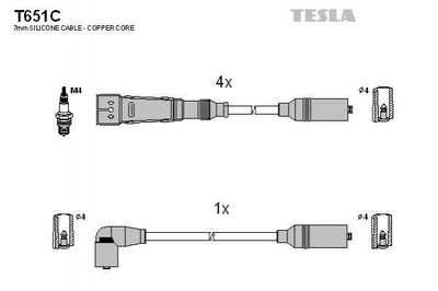 Провід високовольтні TESLA T651C Volkswagen Golf, Vento, Polo; Seat Toledo, Ibiza, Cordoba