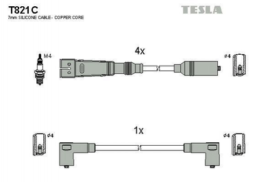 Провід високовольтні TESLA T821C Volkswagen Golf, Passat, Vento; Seat Toledo, Ibiza, Cordoba