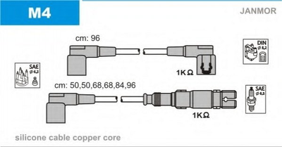 Провода высоковольтные Janmor M4 Mercedes E-Class, S-Class, G-Class, C-Class