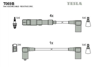 Провода высоковольтные TESLA T069B Mercedes C-Class, E-Class, G-Class A1021502918, A1021502018, 1021502918