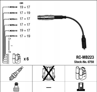 Провода высоковольтные NGK 0758 Mercedes E-Class, C-Class, S-Class, M-Class, Vito, G-Class; Chrysler CROSSFIRE 1121500118, 1121500218, A1121500118