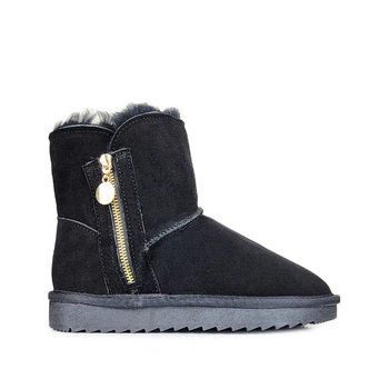 Жіночі угги замша чорні з блискавкою,Fashion,5806-8 чорнзамш,39