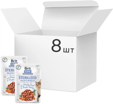 Вологий корм для кішок Brit Care Adult Sterilized Hearty Duck & Tender Turkey з качкою та індичкою 85 г