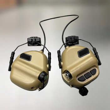 Навушники тактичні Earmor M31H, активні, з кріпленням на шолом, NRR 22, колір – Койот, активні навушники