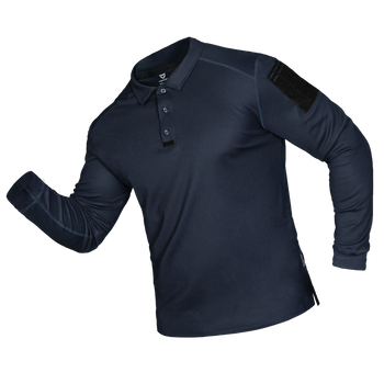 Поло футболка тактическая мужская с длинным рукавом для силовых структур Patrol Темно-синяя 7297, XXXXL (OPT-12071)