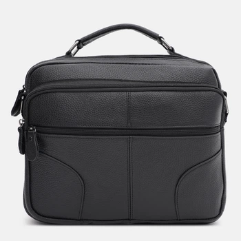 Сумка-портфель мужская кожаная Laras K10710bl Черная (ROZ6501002528)