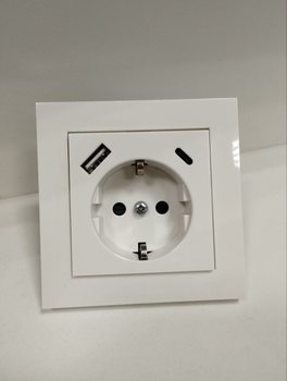 Розетка електрична з заземленням та двома портами USB Б/В