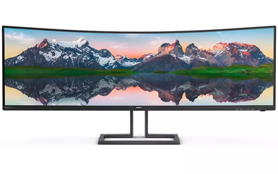 Монітор вигнутий 48.8' Philips 498P9Z/00, Black, WLED, VA, 5120x1440 (32:9), 4 мс, 165 Гц, 550 кд/м², 3000:1, HDR400, 1800R, 178°/178°, 2x5 Вт, 2xHDMI/DP, 4xUSB 3.2, VESA 100x100 мм, sRGB -122%, Adobe RGB - 89%, DCI-P3 - 91%, Adaptive Sync