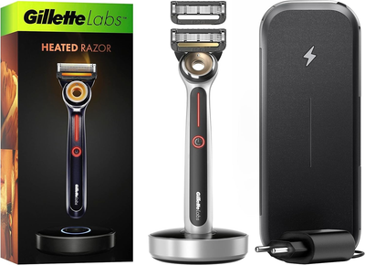 Станок з підігрівом Gillette Labs Heated Razor 5 лез 2 картриджа дорожній зярядний футляр i зарядна станція