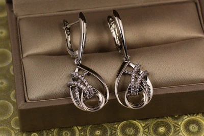 Серьги Xuping Jewelry подвески Денди 4 см серебристые