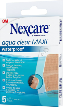 Медицинские пластыри водонепроницаемые 3M Nexcare Aqua Clear Maxi Waterpoof 5 шт (4054596746664)
