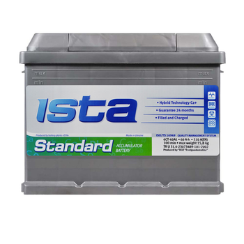 Автомобільний акумулятор ISTA Standard (L2) 60 Аh 510А R+ ISTA