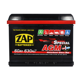 Автомобільний акумулятор ZAP AGM 60Ah 630A (L2) (560 02) R+ (правий +) ZAP