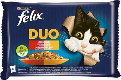 Mokra karma dla kotów Purina Felix Fantastic Duo Mieso 4 x 85 g (7613039757932)