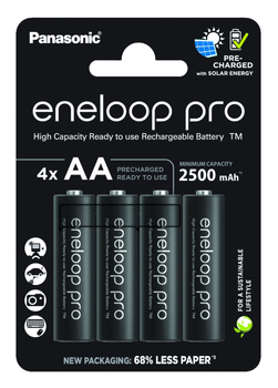 Аккумулятор Panasonic Eneloop Pro BK-3HCDE/4CP, AA/(HR6), 2500mAh, LSD Ni-MH, Eco Blister 4шт
