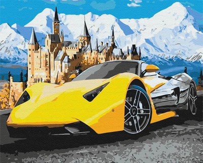 Картина по номерам рисование Brushme BS28723 Lamborghini у замка 40х50 см