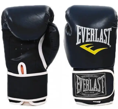 Рукавички боксерські Everlast шкіряні на липучці, 10 унцій, чорні