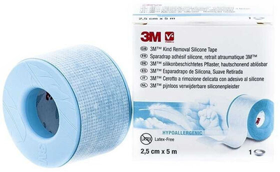 Бинт еластичний 3M Micropore Silicone Adhesive Plaster Tape 2.5 см × 5 м (4046719621224)