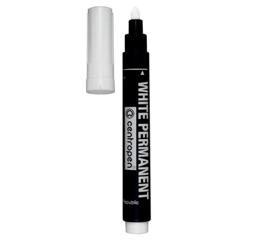 Маркер белый Centropen Permanent грубый круглый 2.5 мм