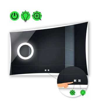 LED-зеркало 80x60см, с двумя сенсорами и линзой с подсветкой, модель Amado (Amadog36)