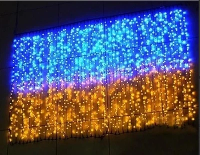 Гирлянда штора Флаг Украины 2*2м 160 LED DL желто-синяя Флаг Украины