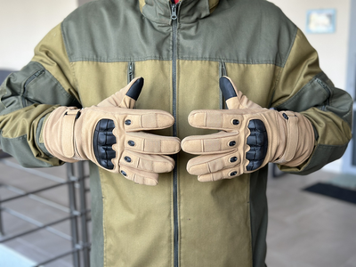 Тактичні повнопалі рукавички Tactic армійські рукавички із захистом кістячок розмір L колір Койот (pp-coyote-mex-L)