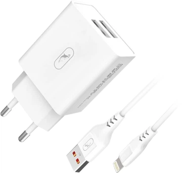 Сетевое зарядное устройство Sky Dolphin SC30L 2xUSB 2.1A + кабель Lightning White (MZP-000112)
