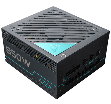 Блок живлення 850 Вт, AZZA, Black, модульний, 80+ Gold, 12 см, 3xMolex / 6xSATA / 4x6+2-pin / 1x20+4-pin / 2x4+4-pin, захист UVP/OVP/OPP/OCP/SCP (PSAZ-850G)