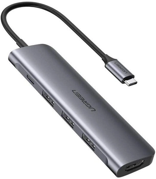 Kabel Ugreen CM136 Typ-C M - HDMI+3xUSB+PD Power Converter Szary (6957303852093)