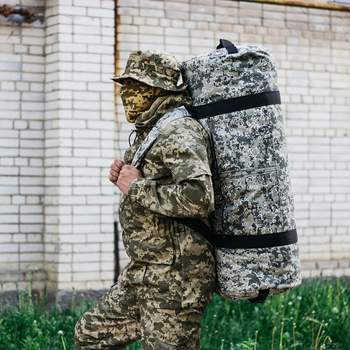 Військова сумка баул, баул армійський Оксфорд піксель 100 л тактичний баул, тактичний баул-рюкзак