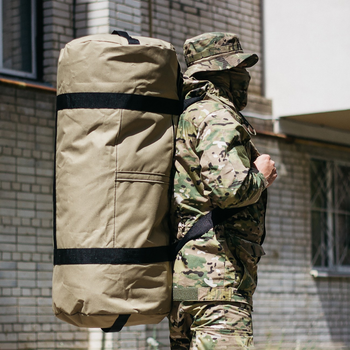 Военная сумка баул, Оксфорд баул армейский койот з клапаном 120 л тактический баул, тактический баул-рюкзак