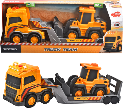 Ігровий набір Dickie Toys Вантажівка Volvo з причепом і навантажувачем 32 см (4006333074783)