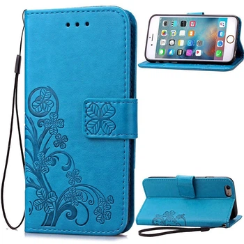 Чехол Clover для Iphone 6 / Iphone 6s Книжка кожа PU с визитницей Голубой