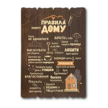 Декоративна табличка "Правила дому" коричнева 29*41 см Гранд Презент гпхрдт0001ку