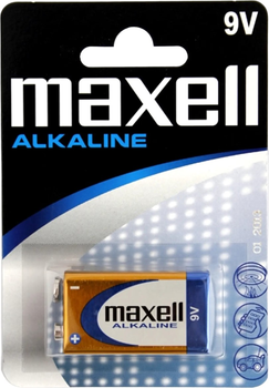 Батарейка лужна Maxell Alkaline 6LR61 blister 1 шт (MX-150259)